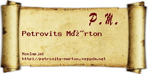 Petrovits Márton névjegykártya