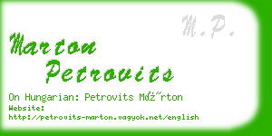 marton petrovits business card